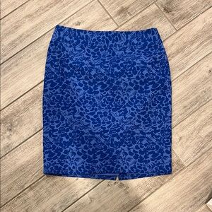 LOFT Floral Blue Pencil Skirt